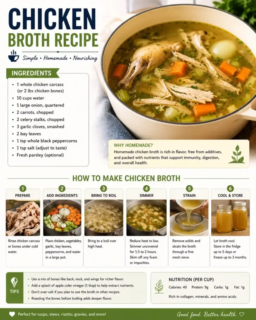 Homemade Chicken Broth Recipe Easy & Flavorful Chicken Broth
